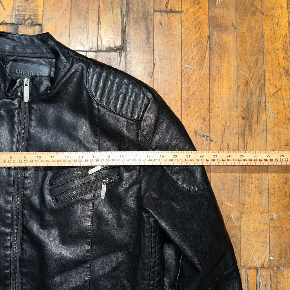 American Breed Leather Jacket Women Large Black Faux Fur Lined Slim Fit Full Zip - Picture 7 of 10